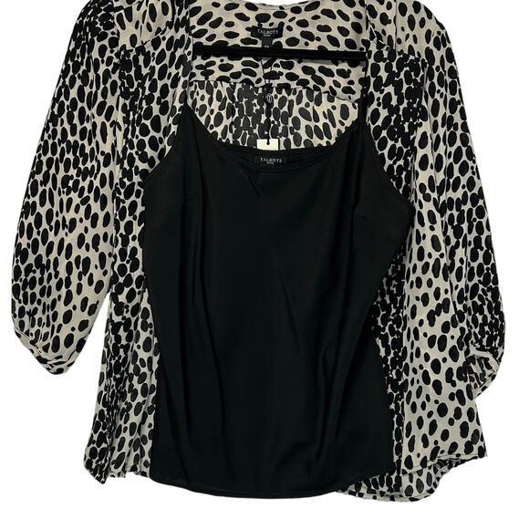 Talbots Petites Cheetah Print Blouse NWT Women's Sz 10P Cami Underlay Mob Wife - Picture 3 of 5